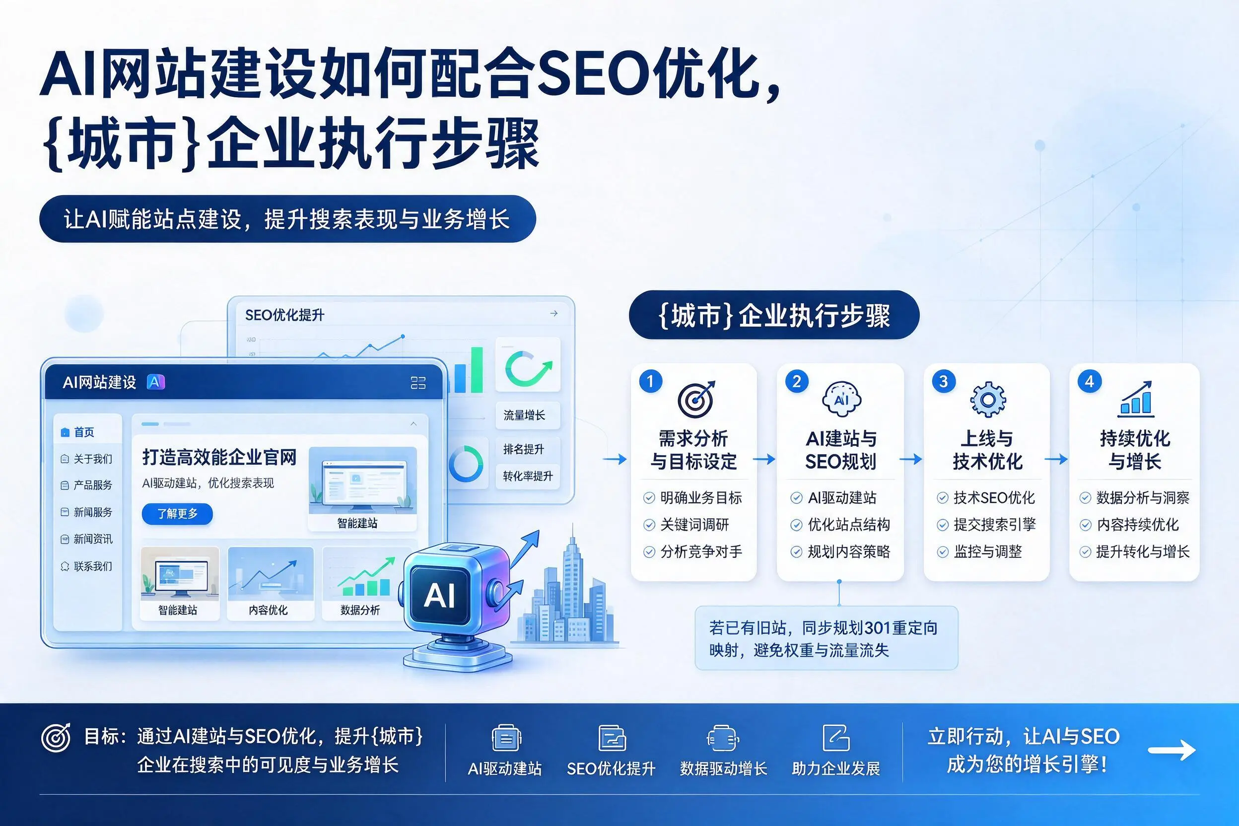 AI网站建设如何配合SEO优化，百色企业执行步骤